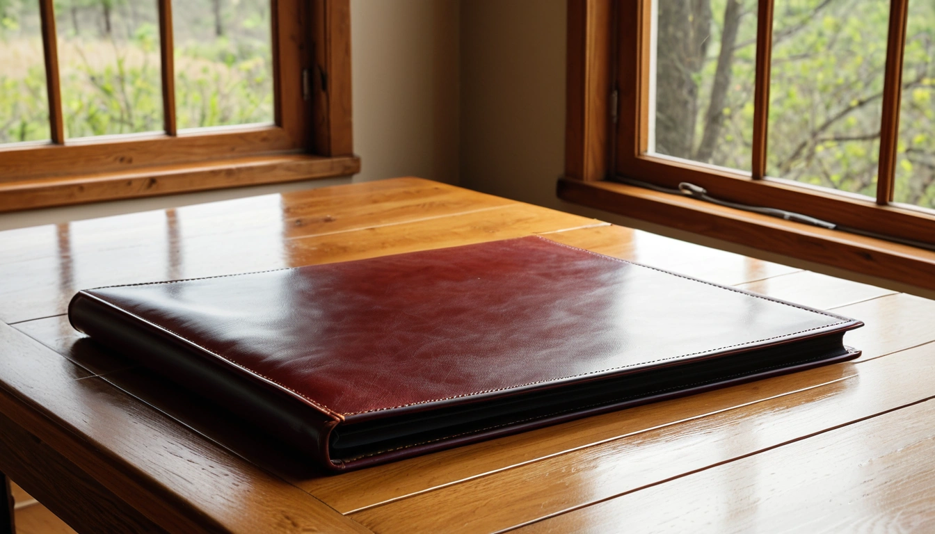 100 a blank leather portfolio on 2