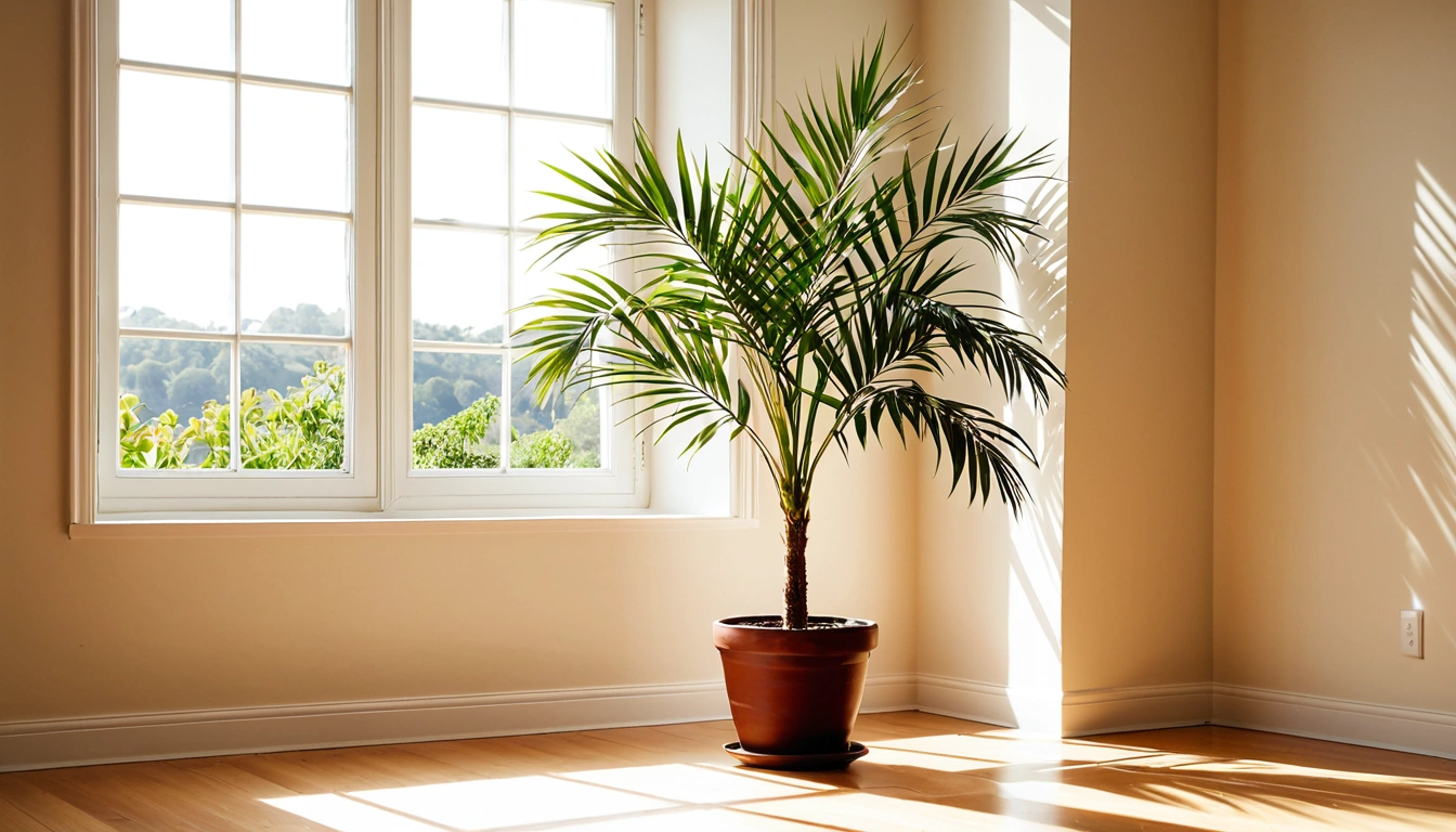 11 a sunlit indoor plant by a w 3