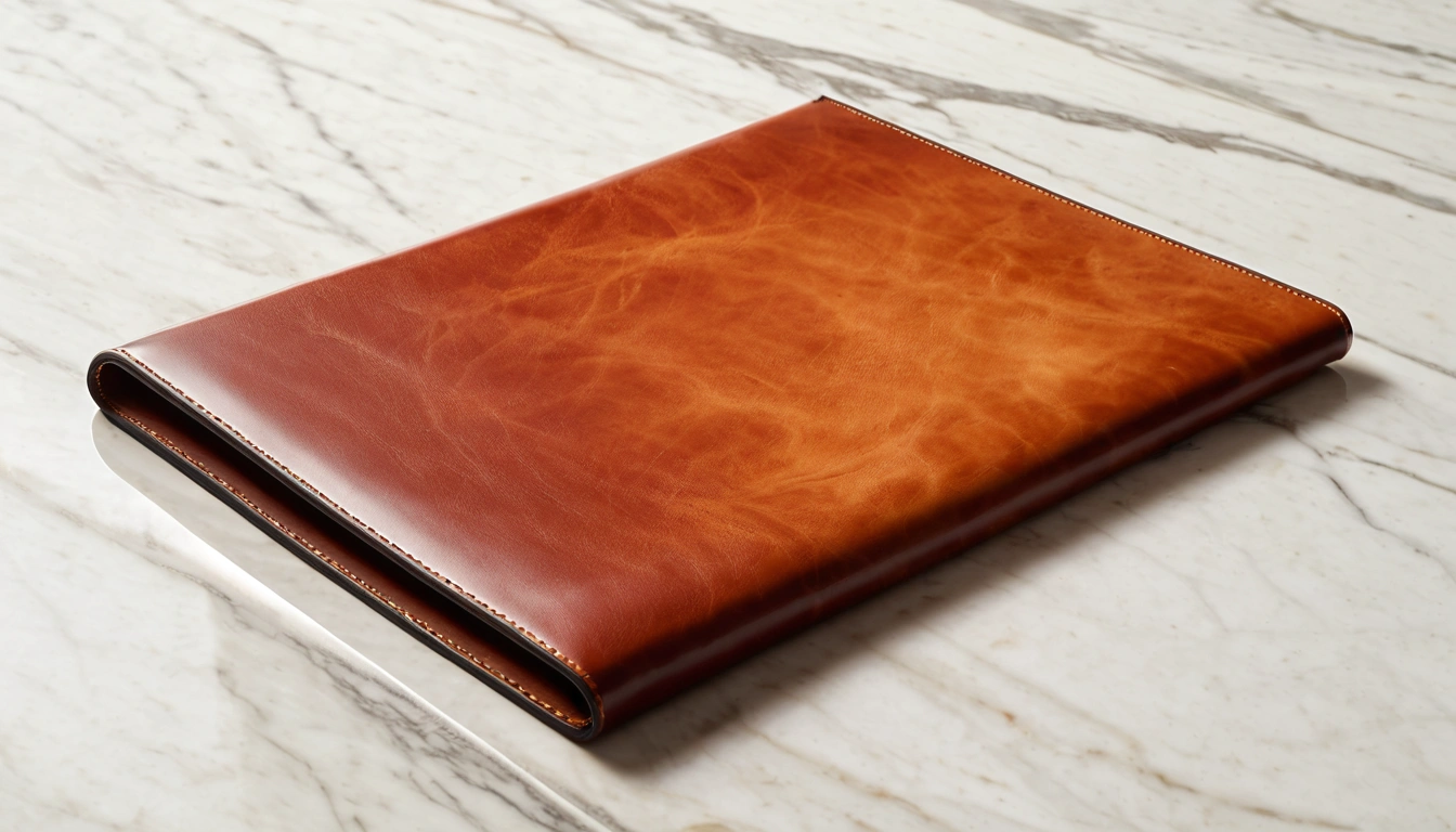 2 a blank leather portfolio on 2