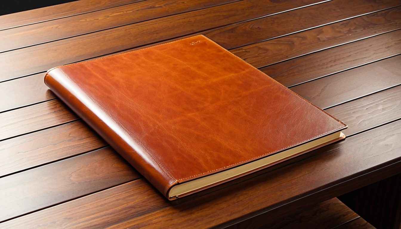 20 a blank leather portfolio on 2