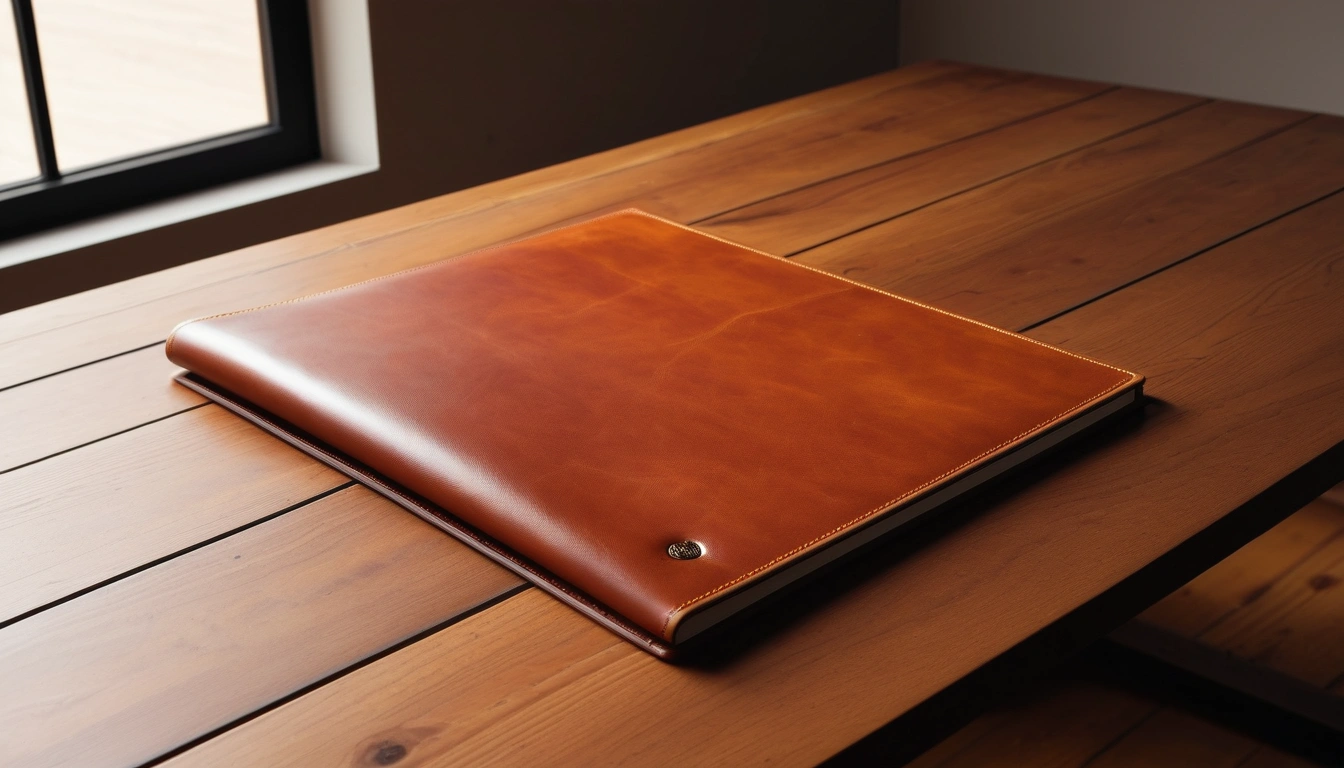 2025 leather portfolio resting on 2