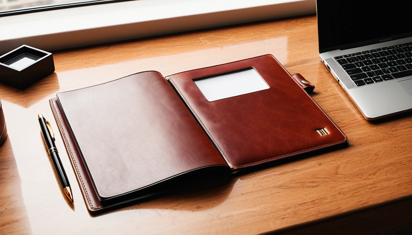 58 a blank leather portfolio a 2