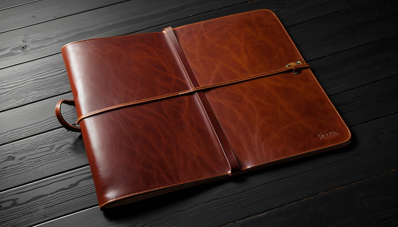 6 a blank leather portfolio on 2