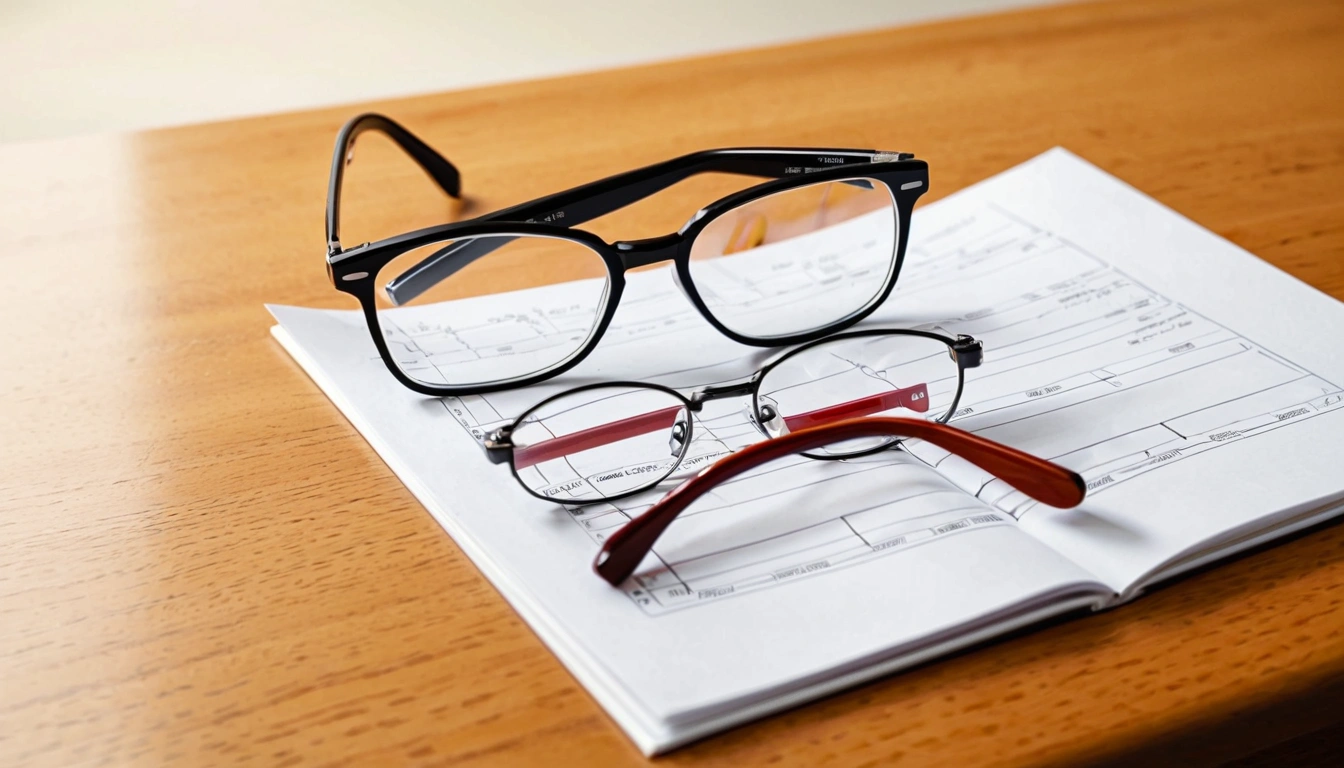 7 a pair of eyeglasses on a wo 2