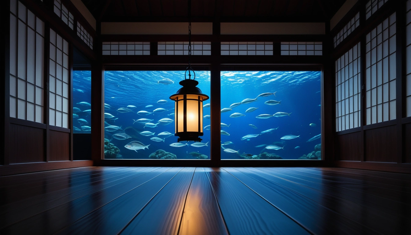 a glowing lantern hanging from a traditi 1