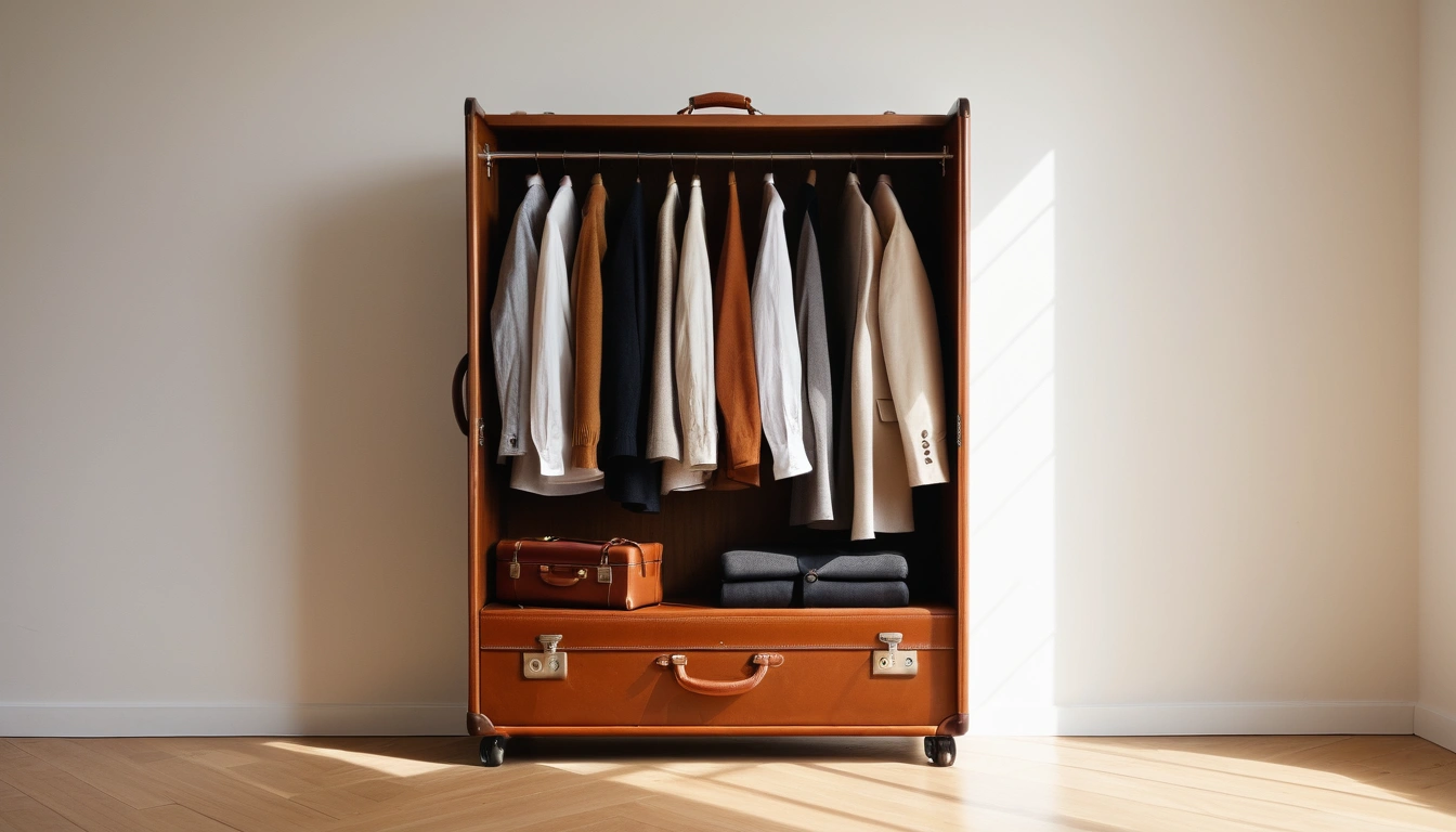 a minimalist wooden wardrobe rack with n 3