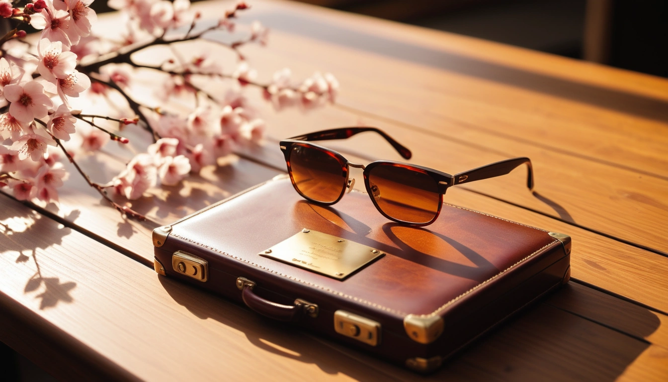 a vintage brass an empty leather luggage 2