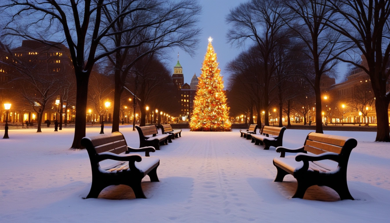 concept of boston common in december at 2