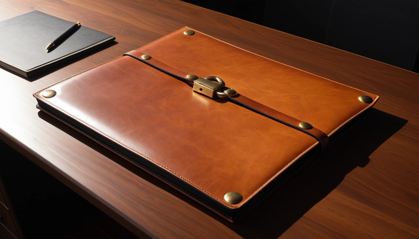 important po leather portfolio with brass 3
