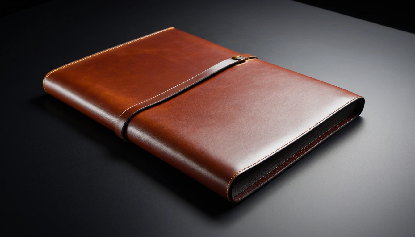 ipo subscrip leather portfolio resting on 3