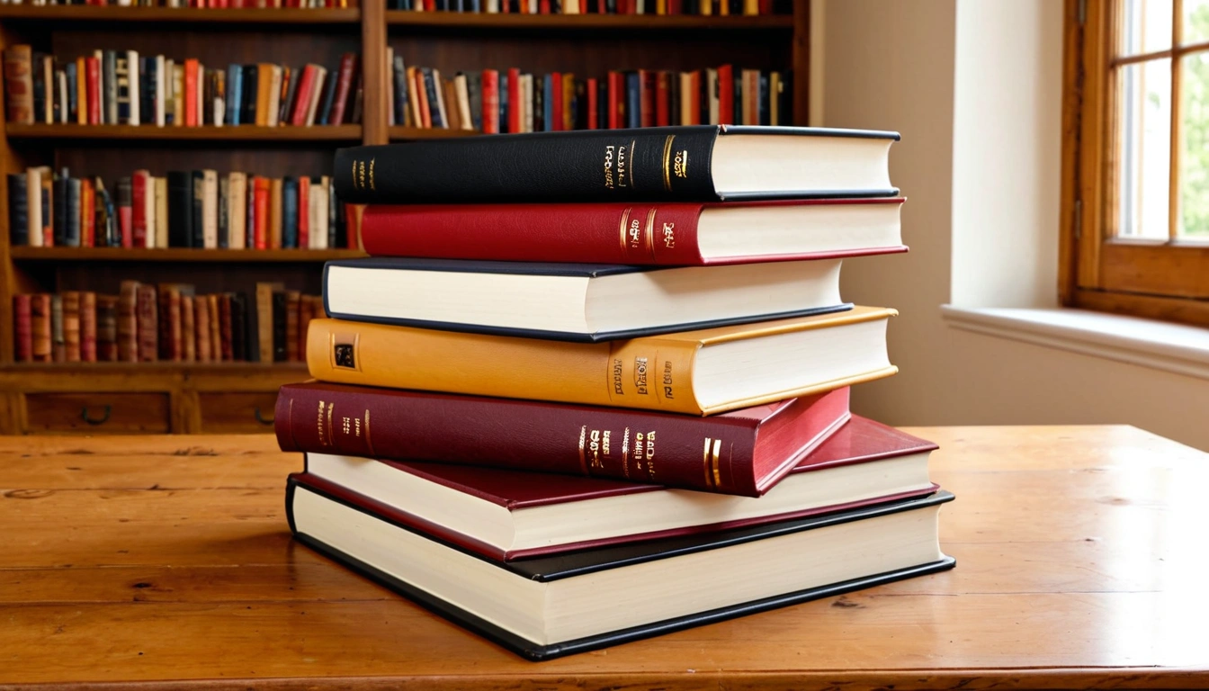 p113 neatly stacked hardcover boo 3