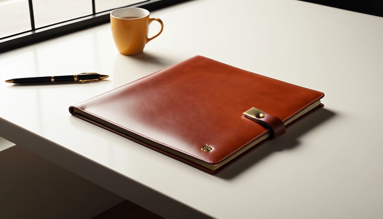 p124 leather portfolio with sleek 3