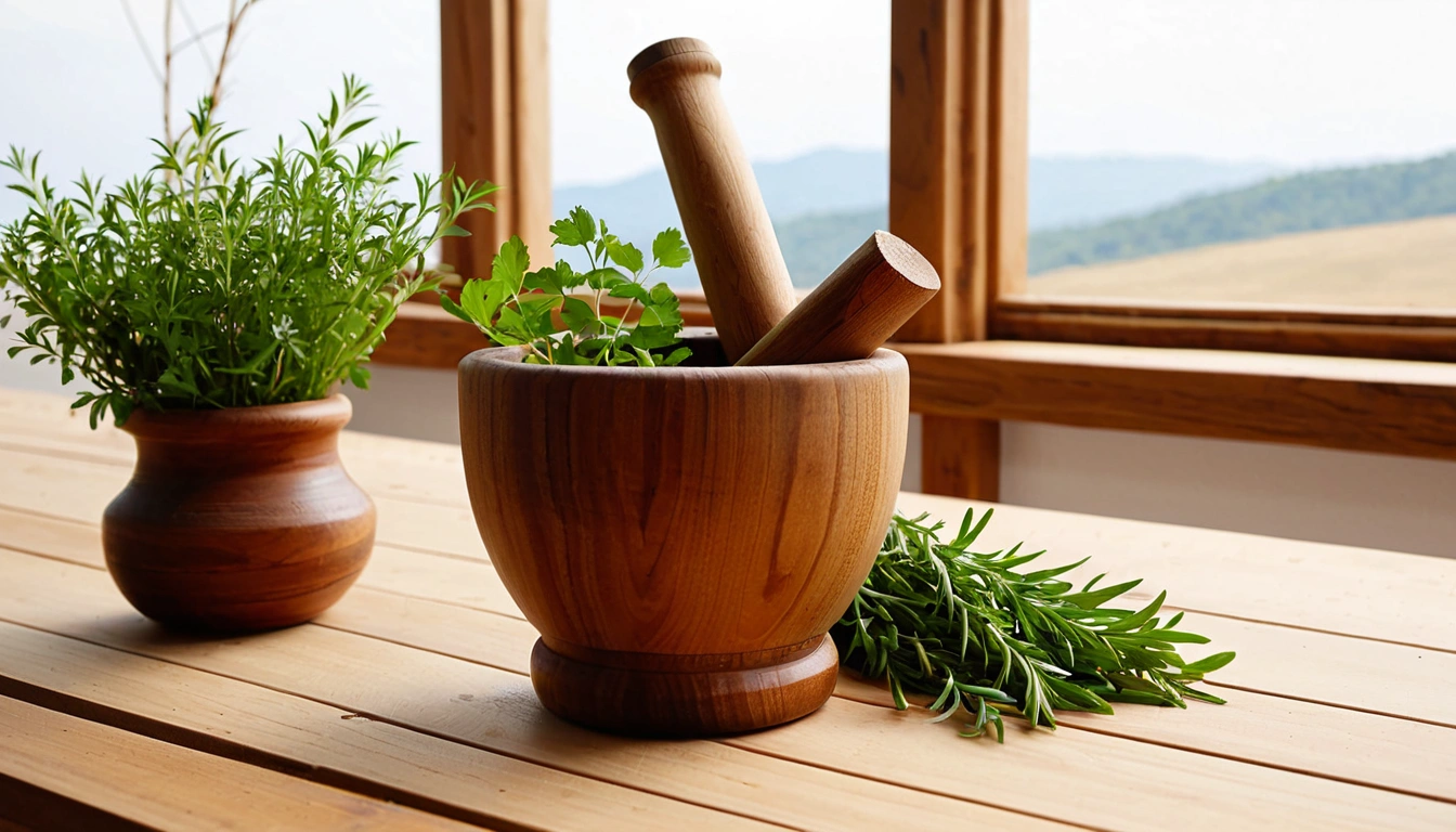 p186 a wooden mortar with fresh g 2