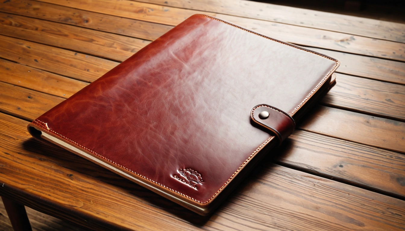 p342 a blank leather portfolio on 3