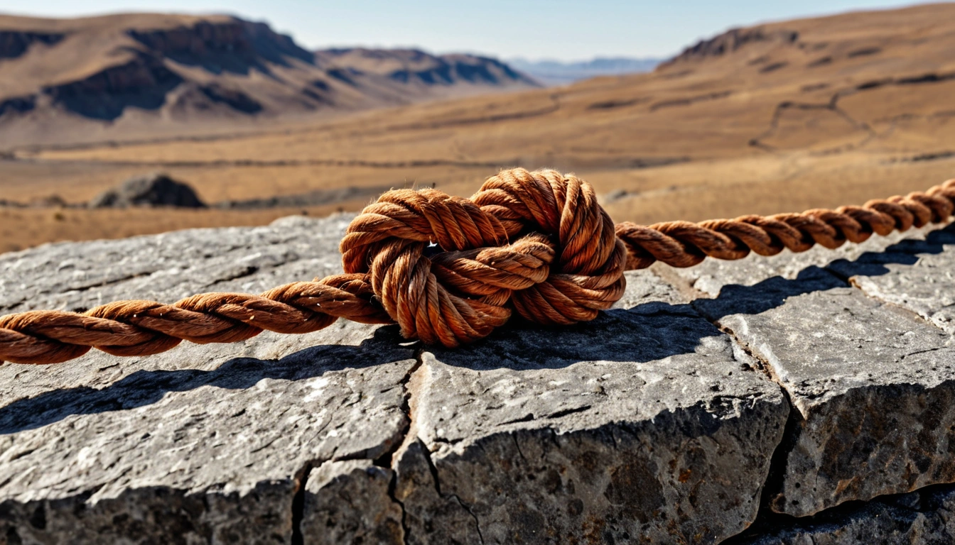 p393 two frayed silk ropes tied i 3