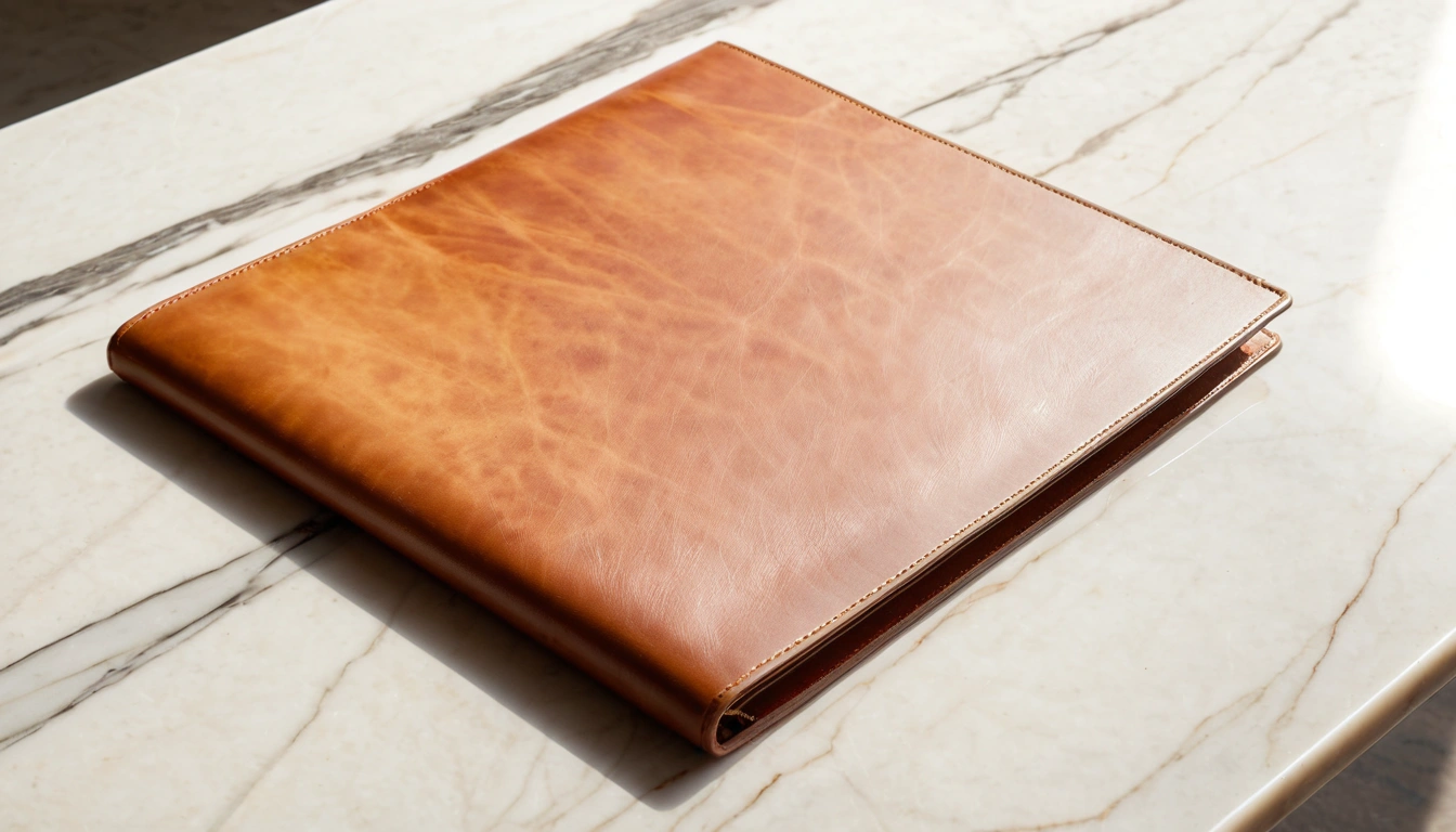 p477 a blank leather portfolio on 2