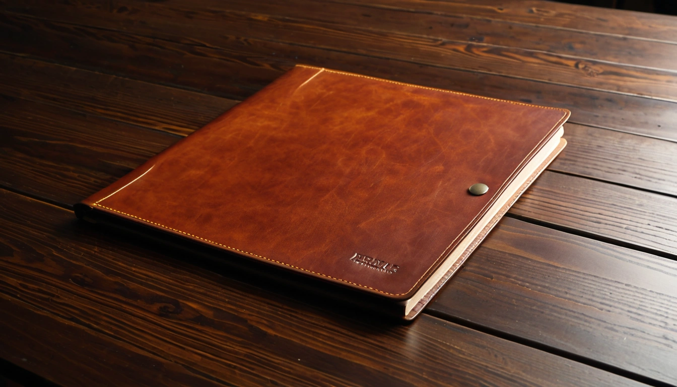 pension age a blank leather portfolio on 2