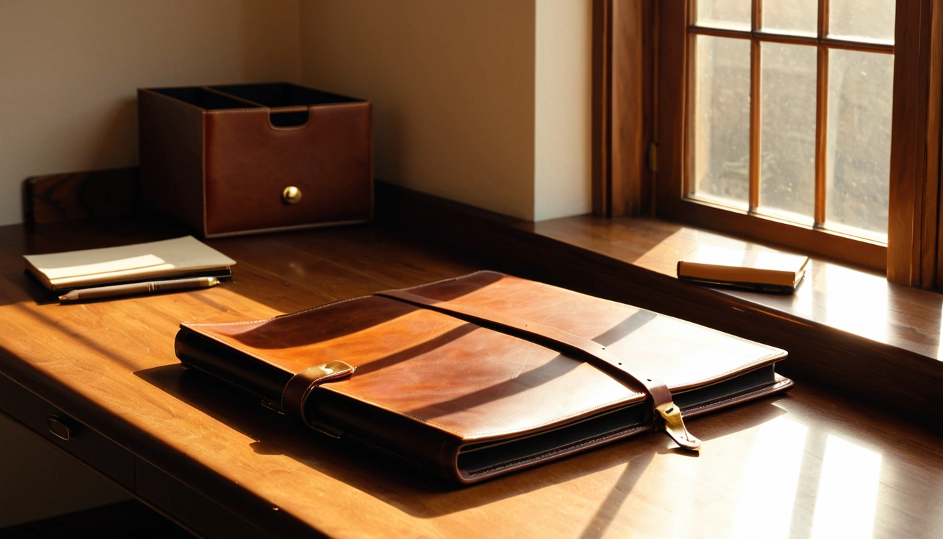 pension amou a blank leather portfolio wi 3