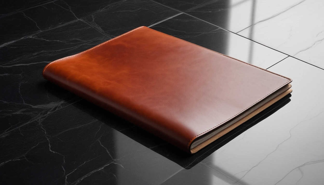 real estate leather portfolio resting on 2